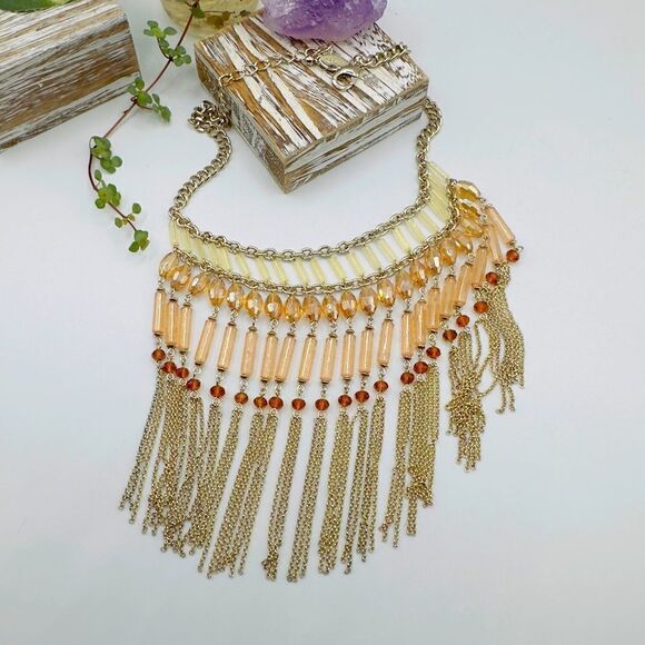Chico’s Bella Bib Crystal Necklace - Picture 1 of 5